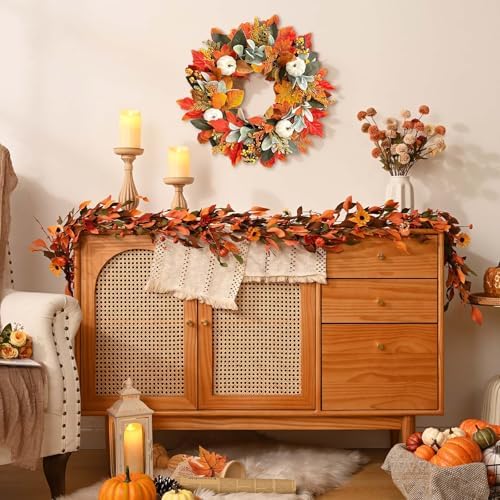 Waipfaru Fall Wreath for Front Door 22 Inches