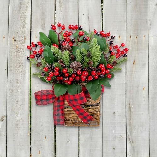 Christmas Door Wreath with Berries and Pine Cones