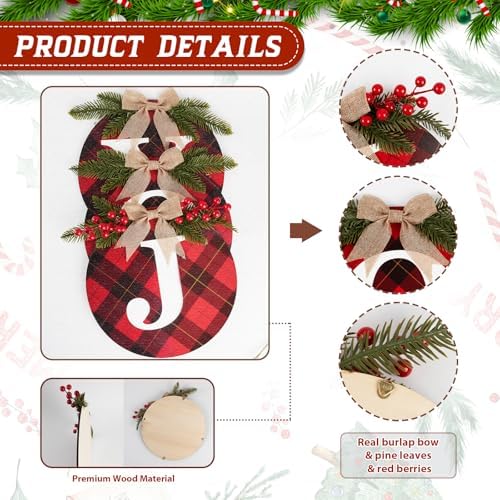 3pcs Buffalo Check Plaid Christmas Wreaths for Front Door