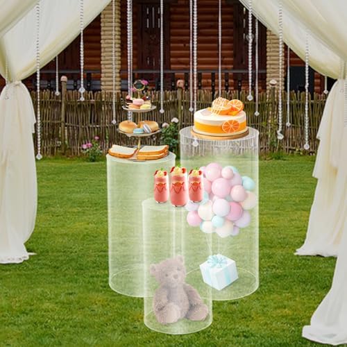 LOYALHEARTDY 3Pcs Clear Cylinder Pedestal Stand