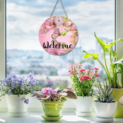 Welcome Butterfly Door Wreath Sign Front Door Decor