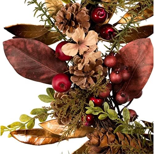 Kurt Adler Artificial Berries and Pinecones Rattan Wreath 20in