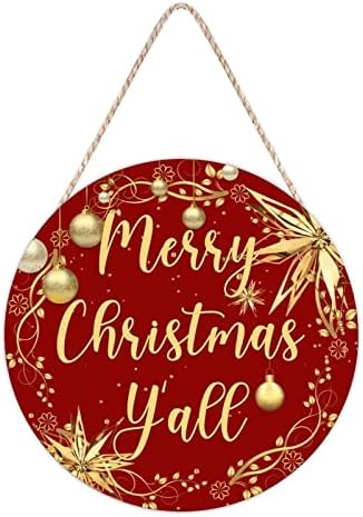 Farmhouse Front Door Hanger Christmas Gold Wreath Decoration