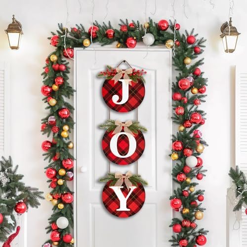 3pcs Buffalo Check Plaid Christmas Wreaths for Front Door