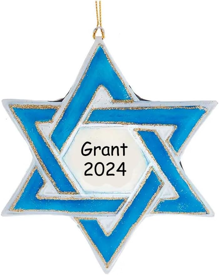 Star of David Christmas Ornament with Custom Name
