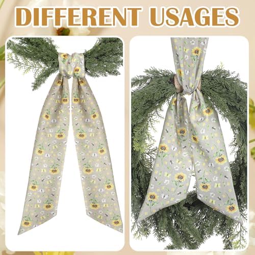 Boho Wreath Sash for Front Door - 2 Pcs Sunflower Style