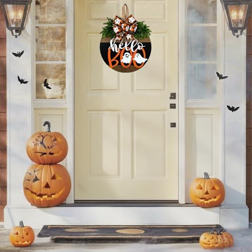 Cute Halloween Ghost Welcome Wreath Door Hanger