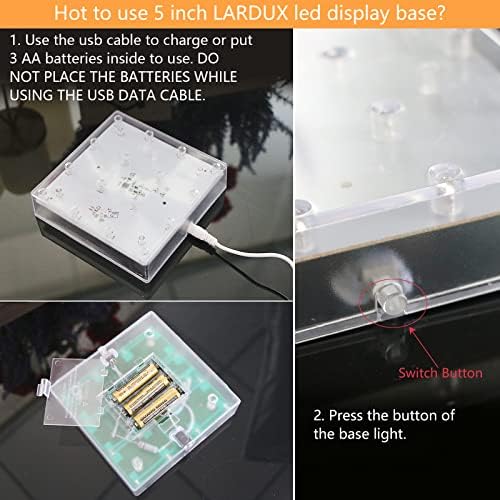 LARDUX 4 Pack LED Light Base for Glass Art Display