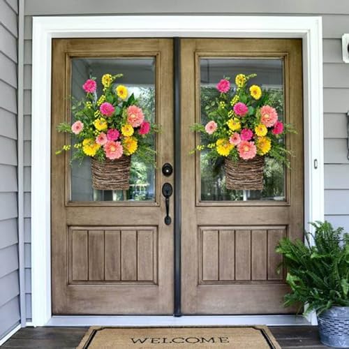 Cream Hydrangea Door Hanger Basket Wreath