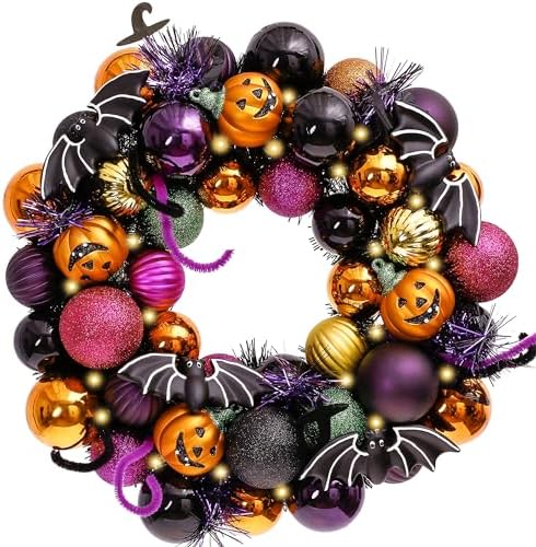 Valery Madelyn Pre-Lit Pumpkin Ball Wreath 12 Inch