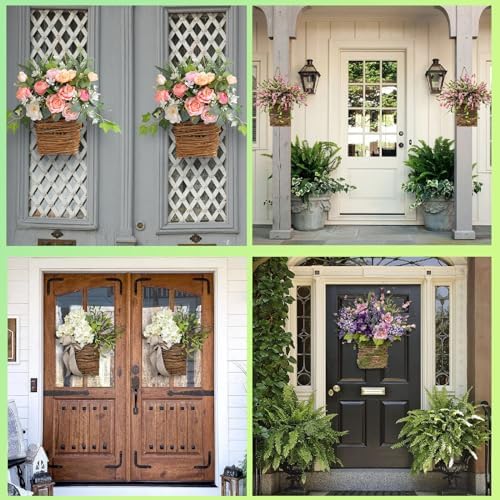 Cream Hydrangea Door Hanger Basket Wreath 1