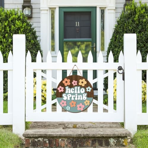 Whaline Hello Spring Wooden Door Hanger Sign