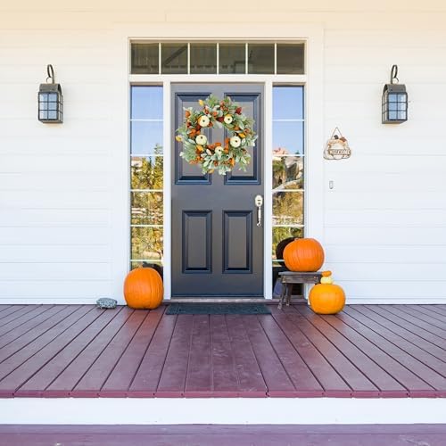 Autumn Pumpkin Wreath for Front Door Decor