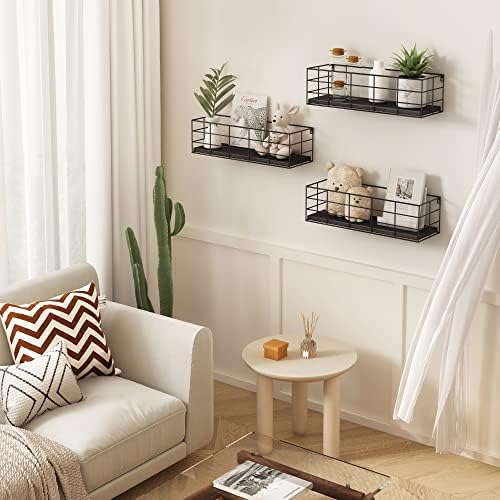 Fixwal 4 Set Floating Shelves Wall Decor Storage Black