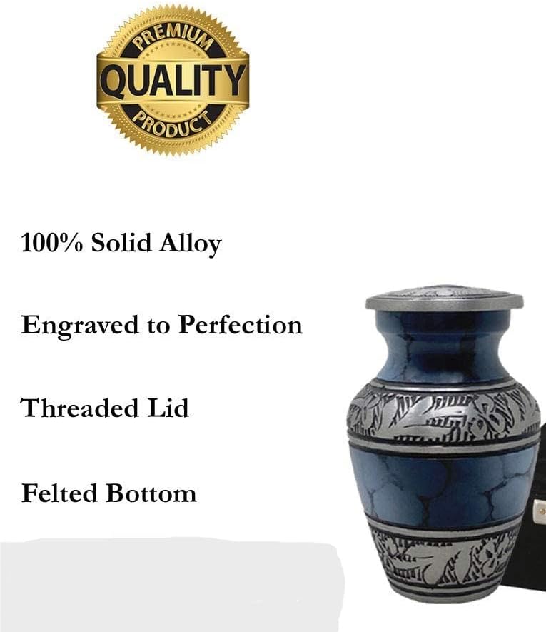 Elite Cloud Blue and Silver Cremation Urn for Human Ashes