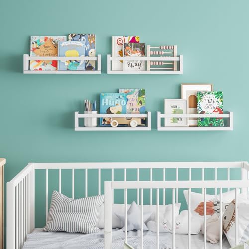 Fixwal Floating Book Shelves Set of 4 for Nursery