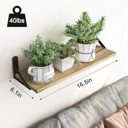 YGEOMER 165 Inch Floating Shelves Set of 6 Light Brown 1