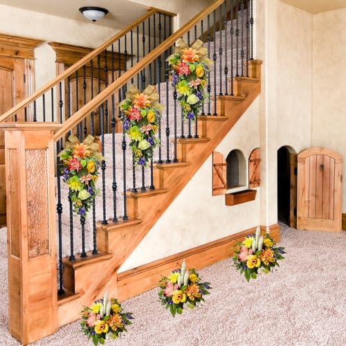 Svndlyn Spring Summer Floral Teardrop Wreath