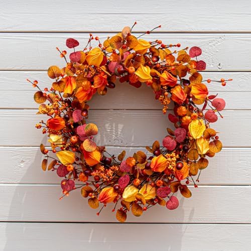 22 Inches Rustic Autumn Wreath for Front Door