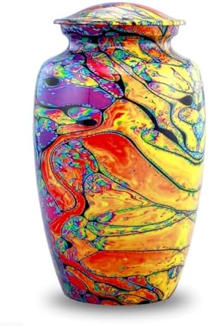 Modern Print Urn with Velvet Bag - Rainbow Tie Dye Cremation Urn