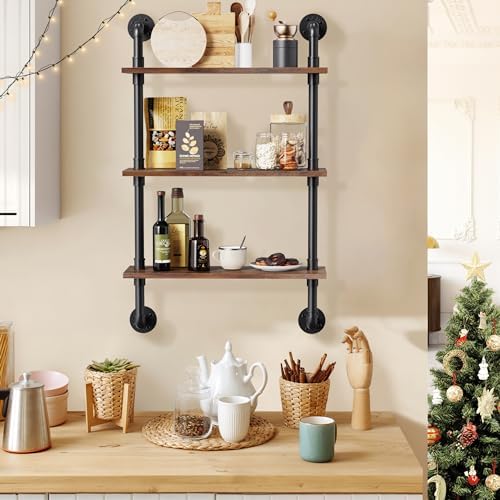 Merapi 24 Inch Industrial Floating Shelves 3 Tier