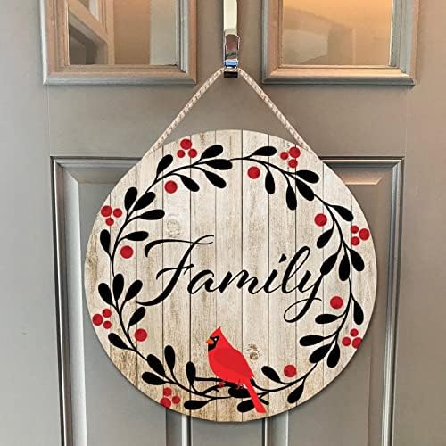 Farmhouse Door Wreath with Red Birds and Memorial Quote