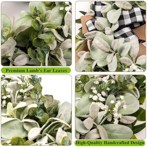 Lambs Ear Eucalyptus Front Door Wreath 20 Inch