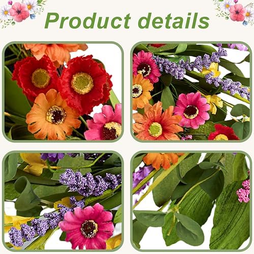 Artificial Spring Wreath 22 Inch Front Door Decor