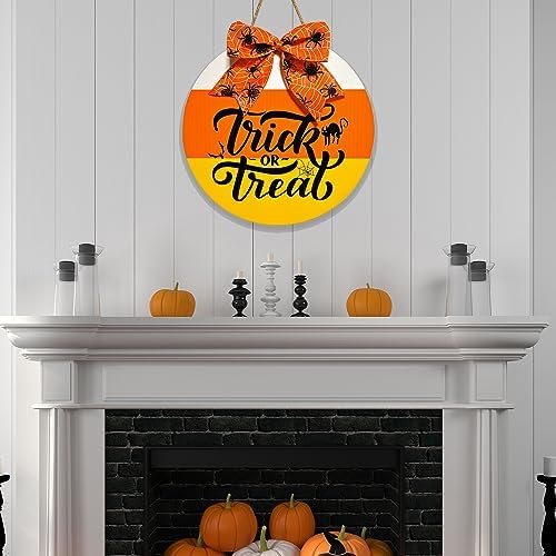 Trick or Treat Halloween Door Sign with Spider Web Pattern