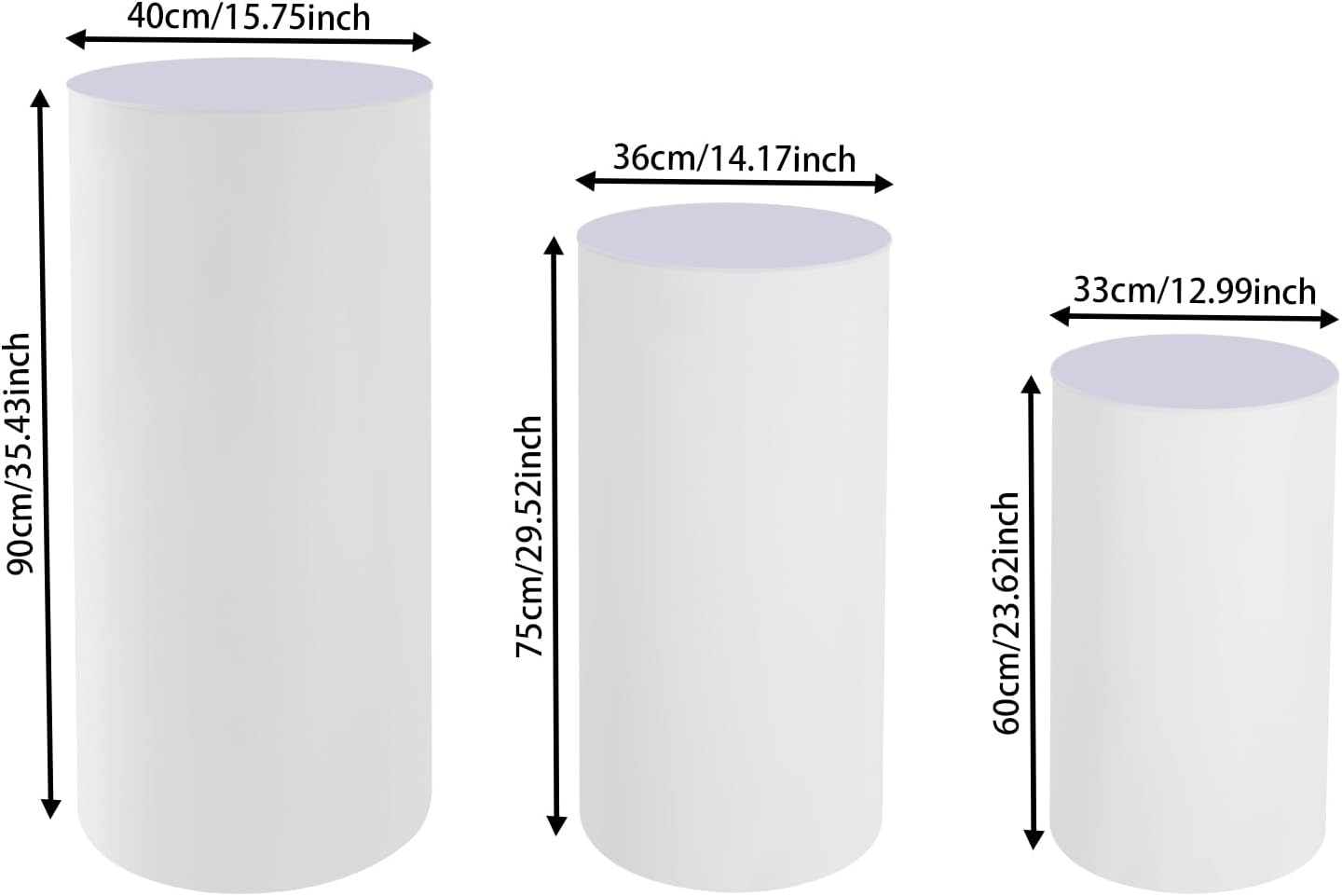 3Pcs Cylinder Pedestal Stands for Wedding Cakes and Decor