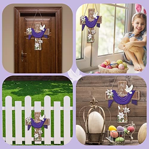 BBTO Easter Door Sign He Is Risen Hanging Decor