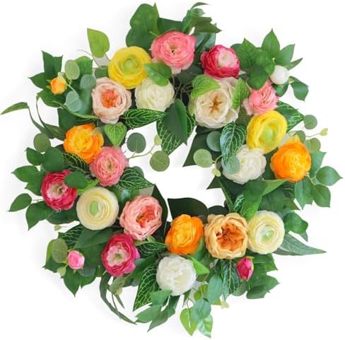 24 Inch Artificial Wreath for Front Door and Wall