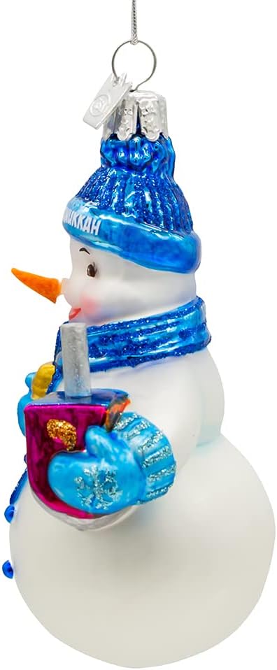 Kurt Adler 425 Inch Noble Gems Glass Hanukkah Snowman Ornament