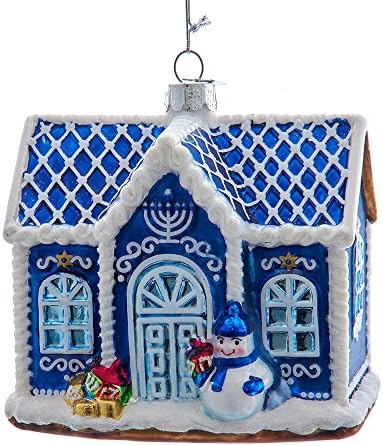 Kurt Adler 45 Inch Glass Hanukkah House Ornament