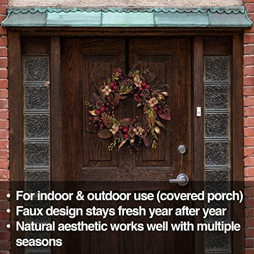 Kurt Adler Artificial Berries and Pinecones Rattan Wreath 20in