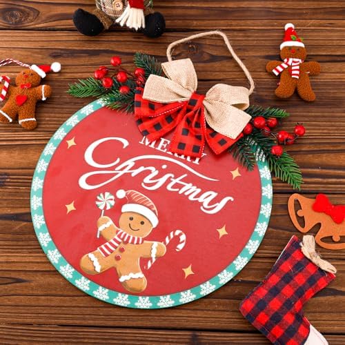 Gosknor Christmas Wreath Hanging Sign for Front Door