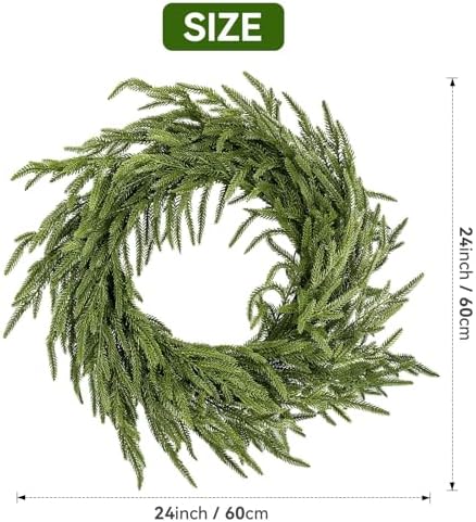ENVEN 24 Inch Norfolk Pine Artificial Wreath