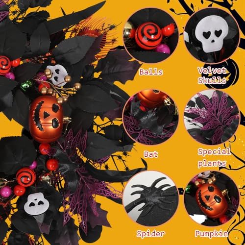 24 inch Glitter Halloween Wreath Outdoor Decor