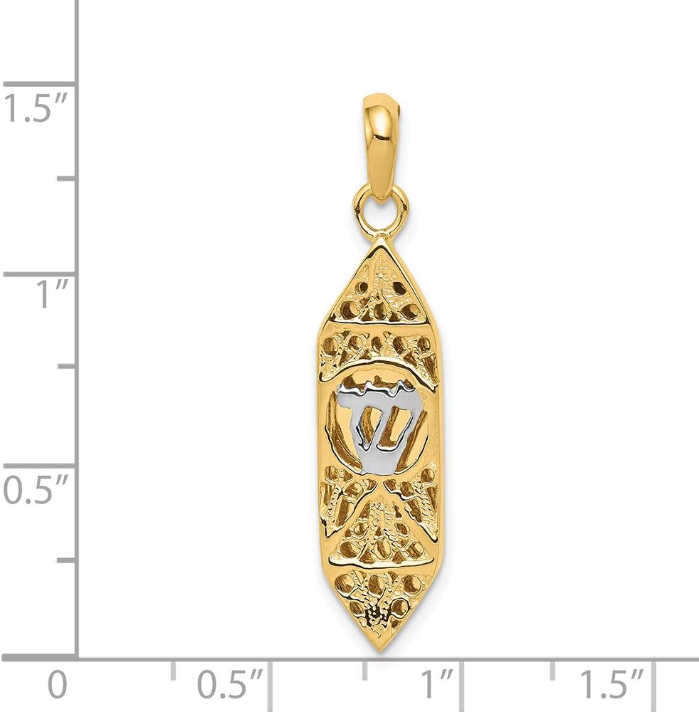 FJC Finejewelers 14k Rhodium Mezuzah with Shin Charm
