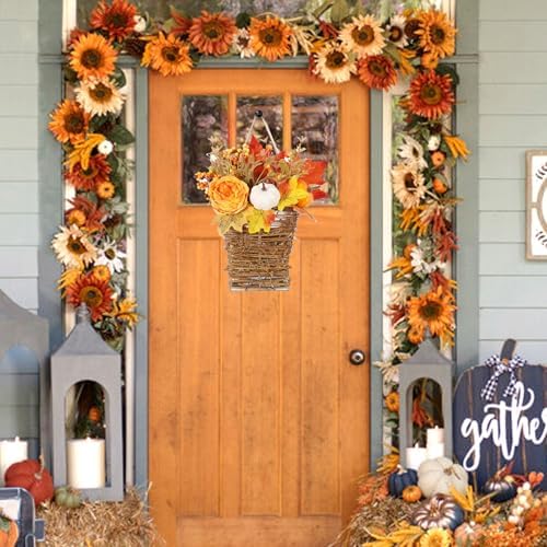 FQQWEE Peony Fall Door Wreath Decor