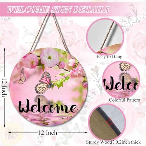 Welcome Butterfly Door Wreath Sign Front Door Decor