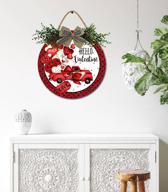 Hello Valentine Wooden Front Door Sign 11 Inches