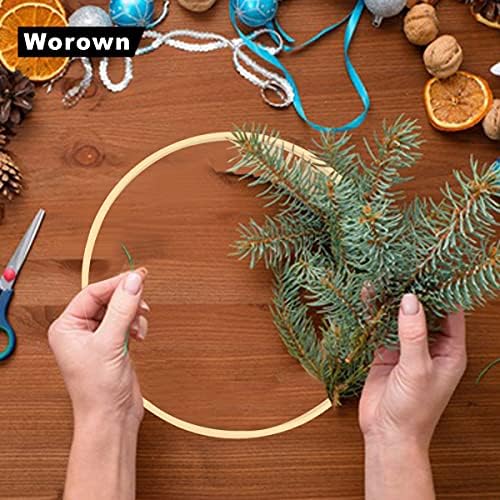 Worown 12 Inch Bamboo Hoops 2 Pack for Wreaths and Crafts