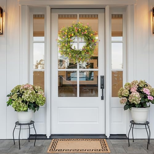 20 Inch Boxwood Wreath with Colorful Flowers