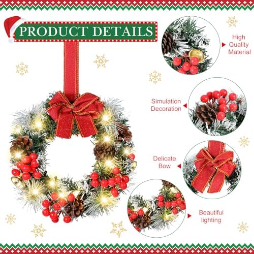 6 Pcs Cabinet Wreath with Lights Christmas Decor