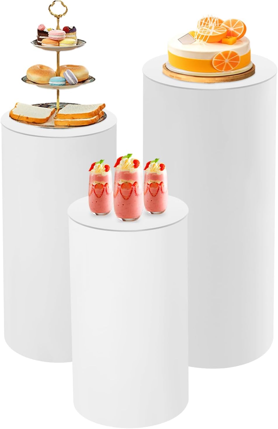 LOYALHEARTDY Cylinder Pedestal Stand 3Pcs Wedding Display