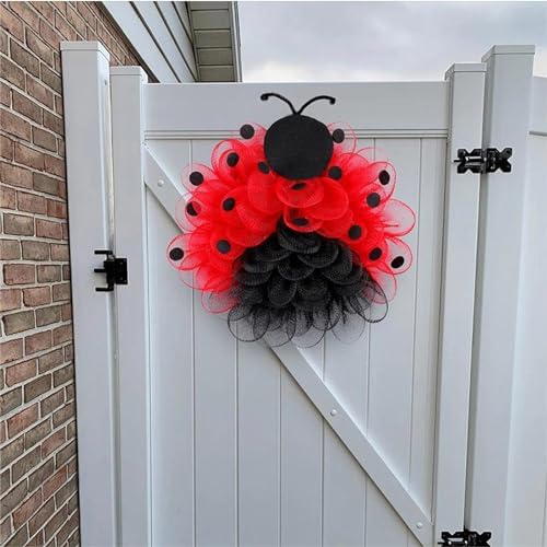 1496 Inch Ladybug Mesh Door Wreath Red Black