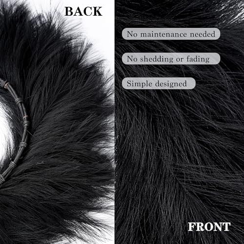 Sggvecsy 26 Inch Faux Pampas Grass Wreath Black