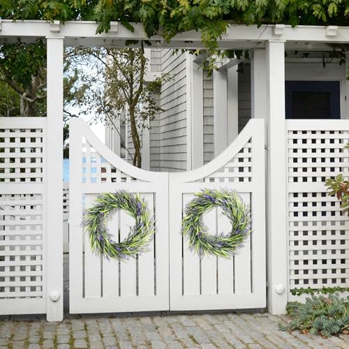 Lavender Wreath Front Door 16 Inch Artificial Farmhouse Decor