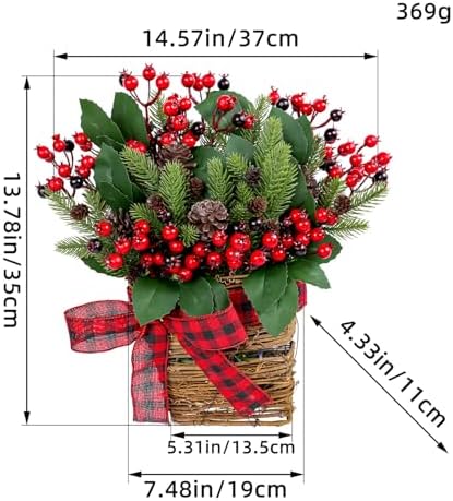 Christmas Door Wreath with Berries and Pine Cones